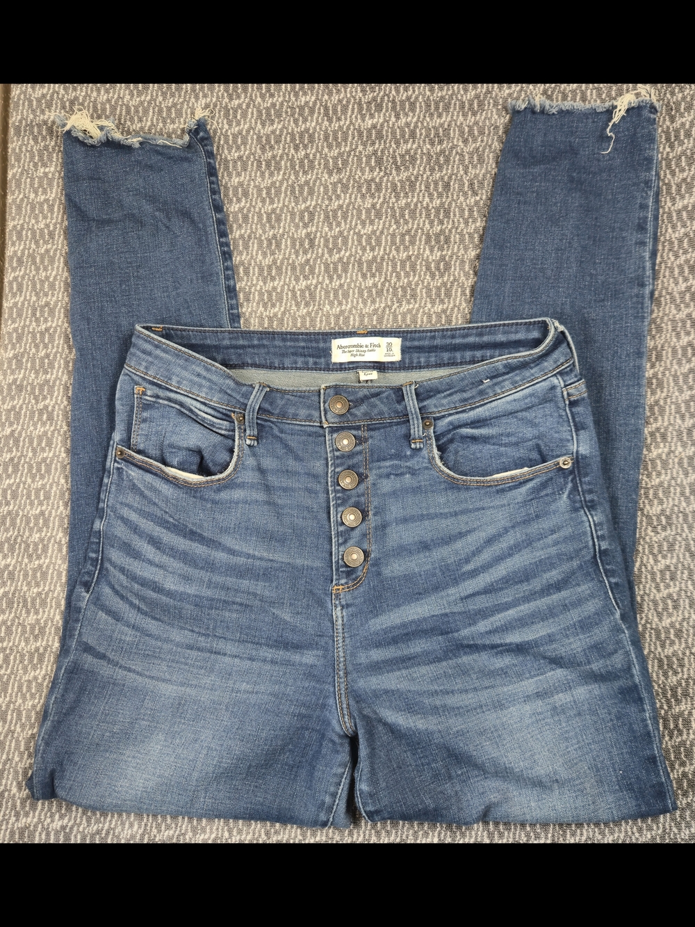Abercrombie & Fitch High-Rise Distressed Button-Fly Jeans